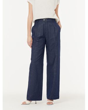 GOELIA Denim Adjustable Waist Straight-Leg Jeans - Blue