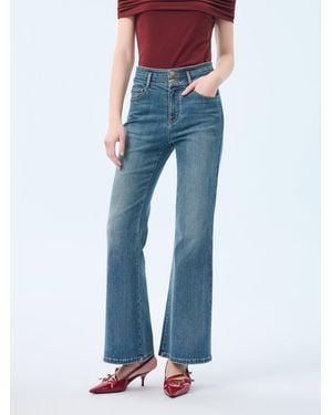 GOELIA Denim Micro-Flared Ankle-Length Jeans - Blue