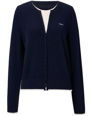 GOELIA [Preview] 100% Wool Color Block Knit Top - Blue