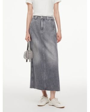 GOELIA Lyocell Cotton Blend Denim Column Skirt - Gray