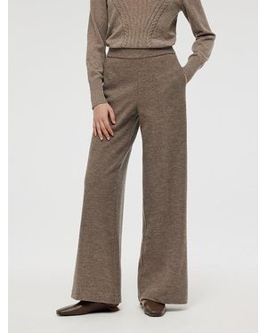 GOELIA Wool High-Waisted Palazzo Pants - Natural