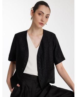 GOELIA 18 Momme Xiang Yun Silk Single-Breasted Jacket - Black