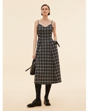 GOELIA And Plaid Strap Midi Dress - Natural