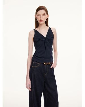GOELIA Twist Front Knit Tank Top - Blue