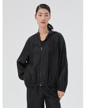 GOELIA 18 Momme Xiang Yun Silk Zippered Jacket - Black
