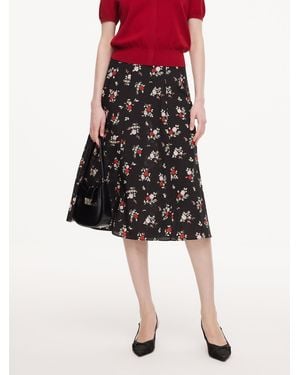 GOELIA 16Mm Mulberry Silk Floral Print Skirt - Black