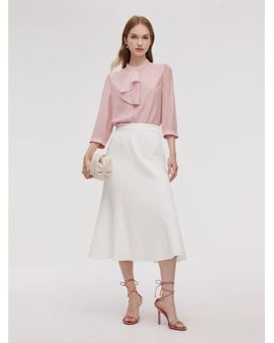 GOELIA Acetate Blend Ruffle Blouse And Mermaid Skirt Two-Piece Set - Pink