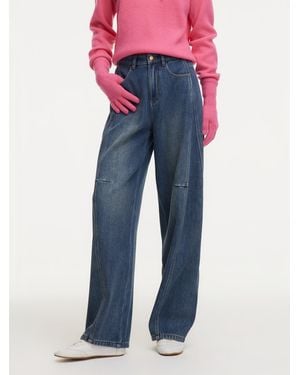 GOELIA Denim Fleece Lined Tapered Jeans - Blue