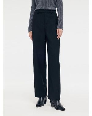 GOELIA Wool Blend Full Length Pants - Blue