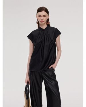 GOELIA 16Mm Xiang Yun Silk Cap Sleeve Top - Blue