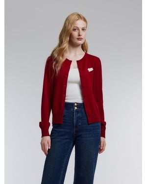 GOELIA 100% Wool Sheep Embroidered Cardigan