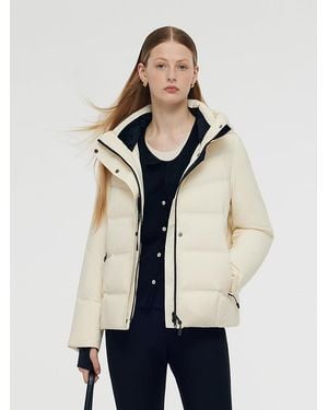 GOELIA Drawstring Hooded Goose Down Jacket - Natural
