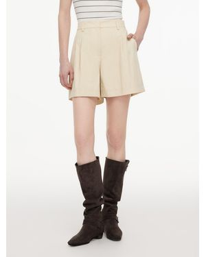 GOELIA Cotton Blend A-Line Shorts - Natural