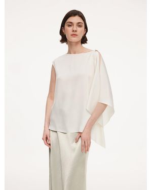 GOELIA 22Mm Mulberry Silk Asymmetric Draped Blouse - White