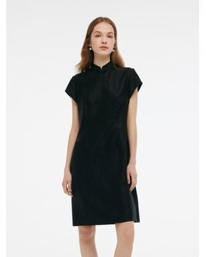 GOELIA 18Mm Xiang Yun Silk Qipao Mini Dress - Black