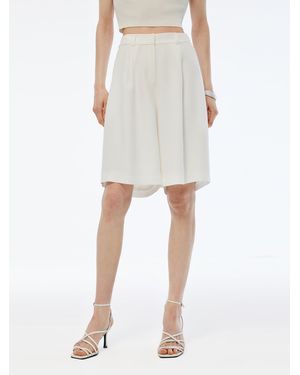 GOELIA 100% Acetate Knee Length Shorts - White