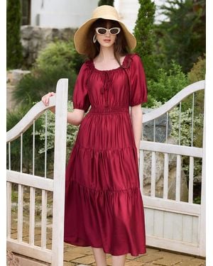 GOELIA Tencel Ruffle Tiered Maxi Dress