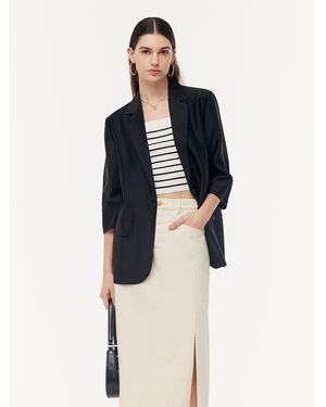 GOELIA Tencel One Button Blazer - Blue