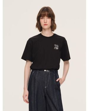 GOELIA 100% Cotton Heady Print T-Shirt - Black