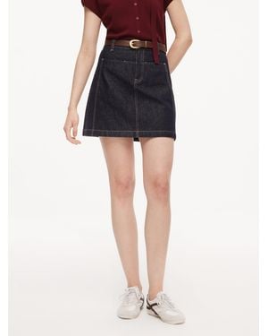 GOELIA 100% Cotton Denim A-Line Skirt - Black