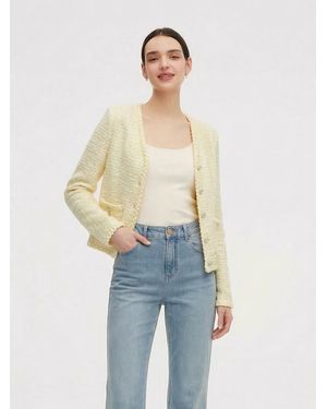 GOELIA V-Neck Single-Breasted Textured Cardigan - Blue