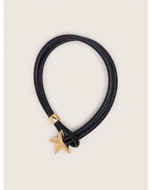 Golden Goose Bracelet En Cuir Noir Avec Étoile 3D Dorée, Taille - Multicolore