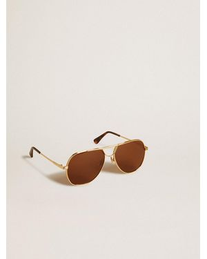 Golden Goose Aviator Style Sunglasses With Frame And Lenses - Natural