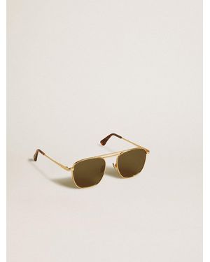 Golden Goose Aviator Style Sunglasses With Frame And Lenses - Natural