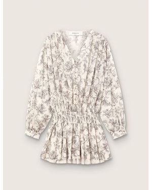 Golden Goose Mini-Robe Pour Femme En Coton Avec Imprimé Floral Blanc Et Noir, Femme, Taille - Neutre