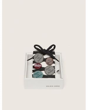 Golden Goose Lacets Skins Noirs Avec Broches Multicolores, Femme, Taille - Blanc