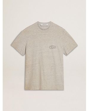 Golden Goose T-Shirt Da Uomo Di Colore Grigio Con Scritta Nera, Uomo, Taglia - Neutro