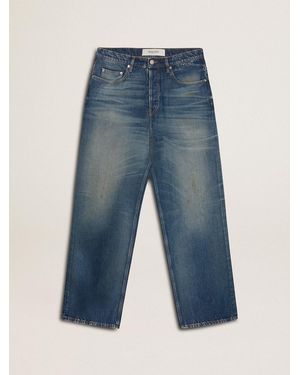Golden Goose Loose Fit Medium Wash Cny Jeans - Blue