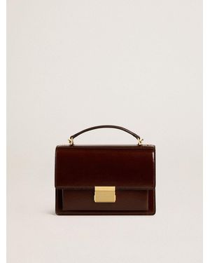 Golden Goose Sac Venezia En Cuir Lamé Marron Foncé Avec Détails Dorés, Femme, Taille
