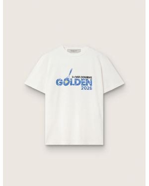 Golden Goose Tennis-Inspired Ltd T-Shirt With 'I Love Melbourne' Print - Natural