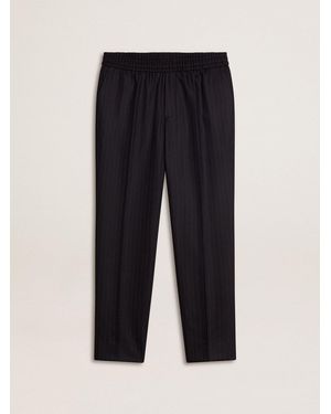 Golden Goose Wool Pants With Vertical Thin Stripes - Blue