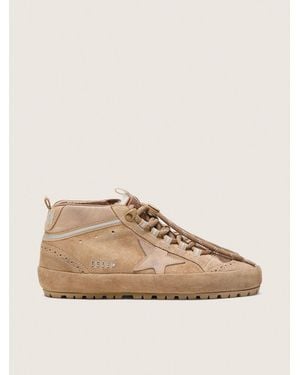 Golden Goose Mid Star Ski Pour Femme En Cuir Velours Caramel Avec Étoile En Cuir Nubuck Et Contrefort En Cuir Velours, Femme, Taille - Neutre