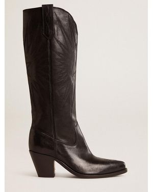 Golden Goose Black Leather Tone-on-tone Star Boots