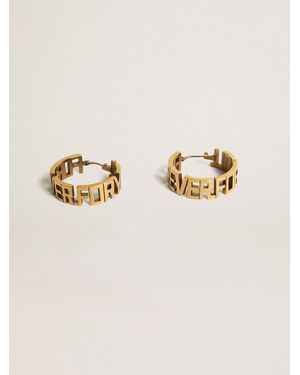 Golden Goose Orecchini Hoop Color Oro Antico Con Scritta Forever For You, Donna, Taglia - Neutro