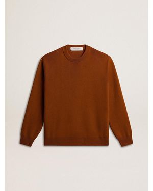 Golden Goose Maglione Girocollo Da Uomo Con Logo Sul Retro, Uomo, Taglia - Marrone