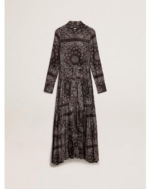 Golden Goose Anthracite- Shirt Dress With Paisley Print - Multicolour