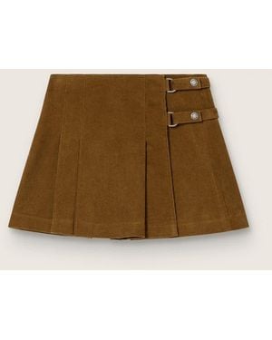 Golden Goose Amber-Colored Pleated Corduroy Skirt - Natural