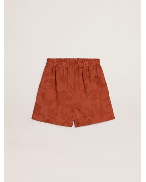 Golden Goose Short Pour Femme En Jacquard Rouge Brique À Motif Floral Marin, Femme, Taille