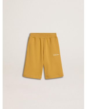 Golden Goose Short De Jogging Jaune Ocre Pour Enfant Avec Broderie, Taille - Neutre