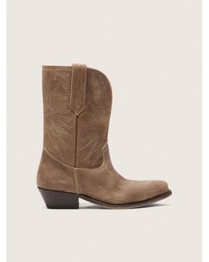 Golden Goose Bottes Basses Wish Star Pour Femme En Cuir Velours Gris Avec Étoile Brodée, Femme, Taille - Neutre