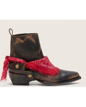 Golden Goose Bottes Basses Debbie Femme En Cuir Noir Avec Boucle Amovible Et Bandana, Femme, Taille - Rose