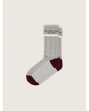 Golden Goose Chaussettes Grises Avec Revers Et Détails Bordeaux Et Crème, Homme, Taille - Neutre