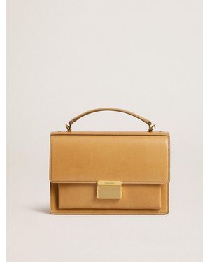 Golden Goose Sac Venezia En Cuir Liégé Jaune Ocre Avec Détails Dorés, Femme, Taille - Neutre