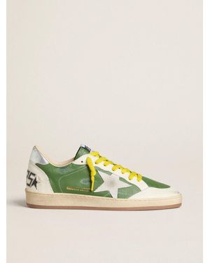 Golden Goose Ball Star Ltd En Cuir Nappa Vert Avec Étoile En Daim Blanc Et Contrefort En Cuir Lamé Argenté, Homme, Taille