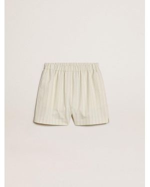 Golden Goose Short Pour Femme En Laine Mélangée À Fines Rayures Blanches Et Grises, Femme, Taille - Neutre