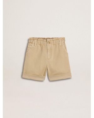 Golden Goose Short Couleur Sable Pour Fille Avec Logo Brodé, Taille - Neutre